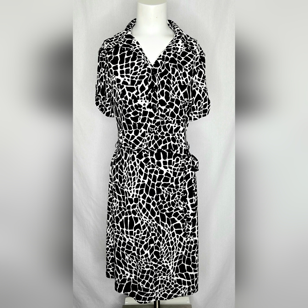 En Focus Studio‎ Giraffe Print Pockets Shirt Dress Size 12 NWOT